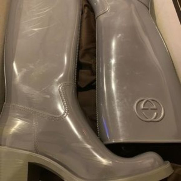 Gucci GG Grey rubber Rain boots size 39 / 9 - Picture 4 of 5